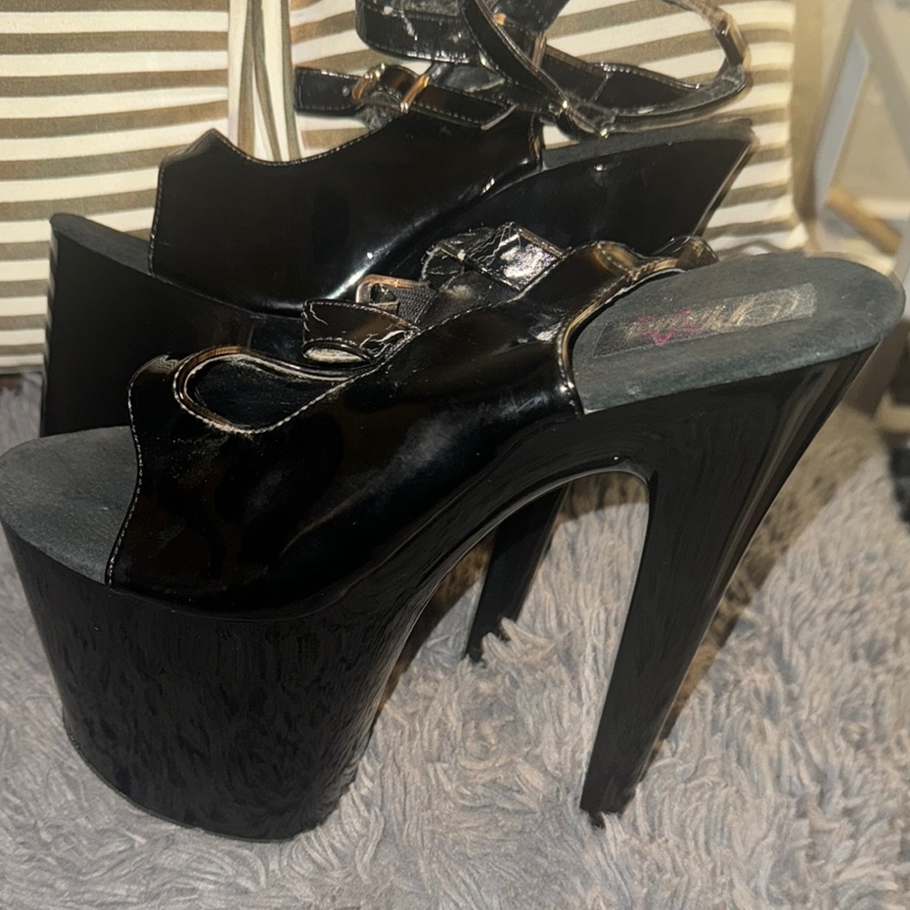 Black Strappy Platform Heels - image 2